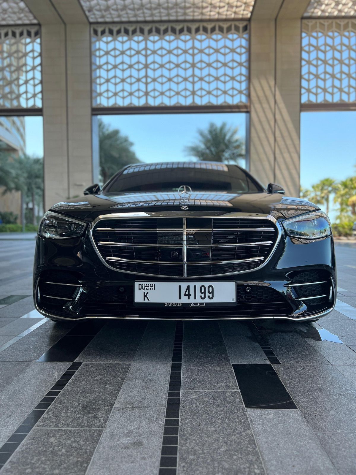Mercedes-Benz S 500 2025, Black, Prox Car Rental's own car, front view